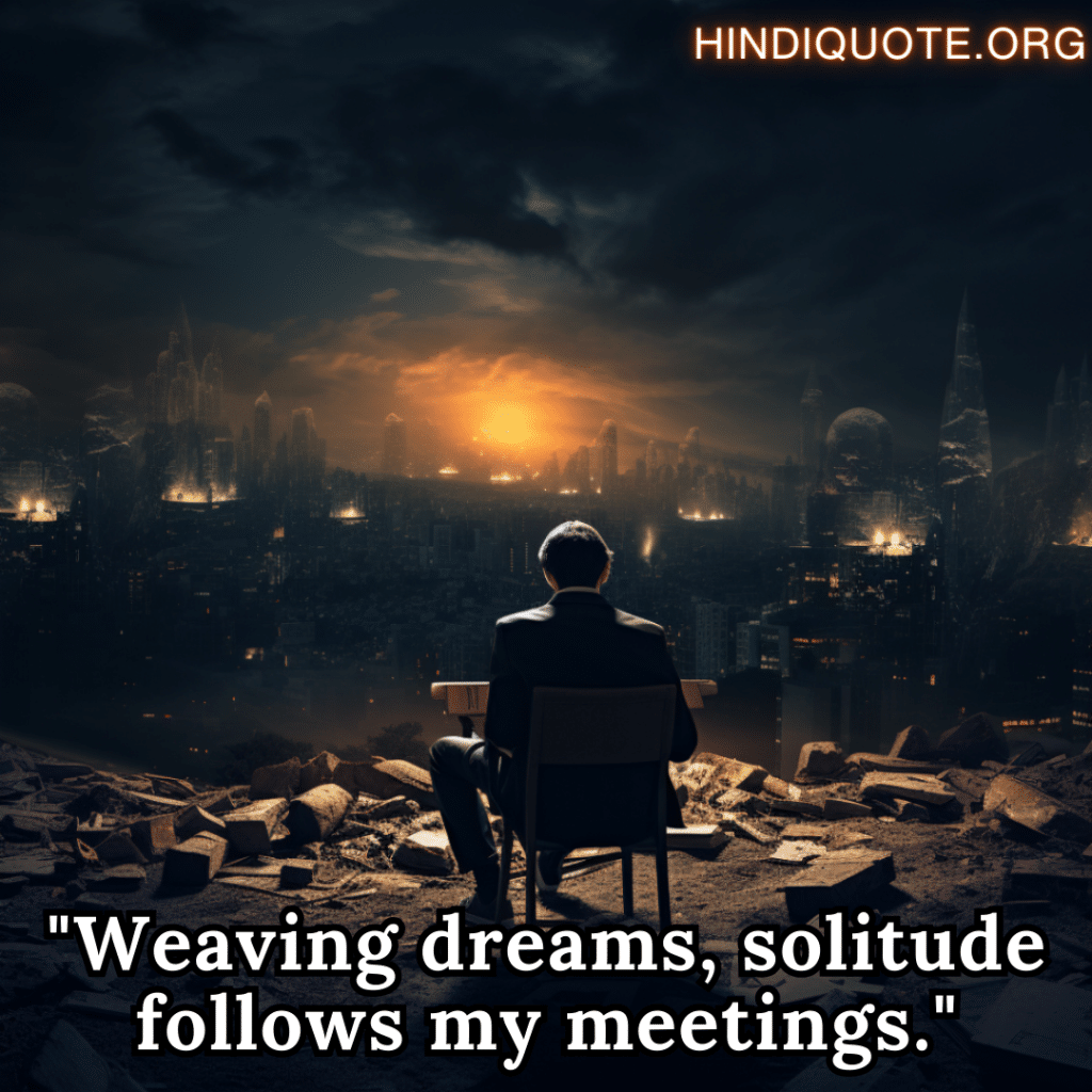 "Weaving dreams, solitude follows my meetings."