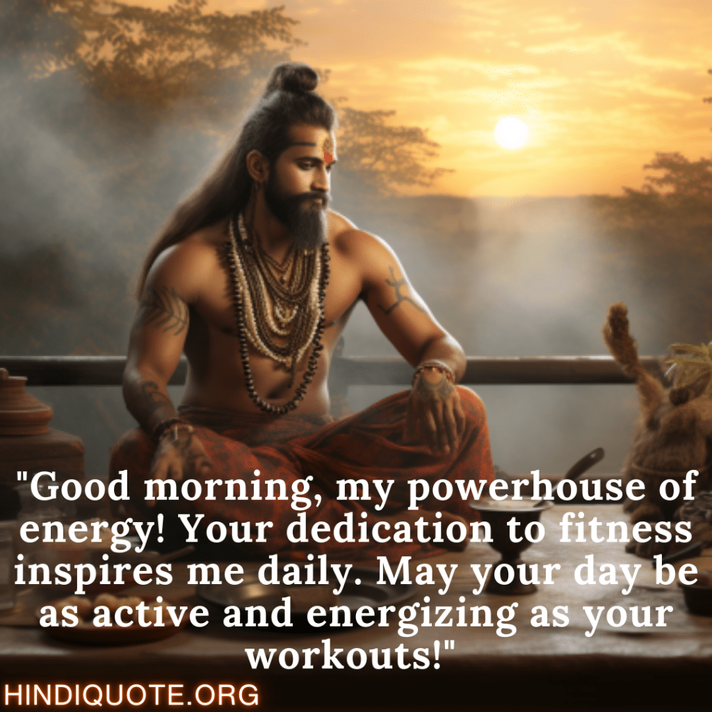 Positive Good Morning Quotes "Good morning, my powerhouse of energy! Your dedication to fitness inspires me daily. May your day be as active and energizing as your workouts!" 