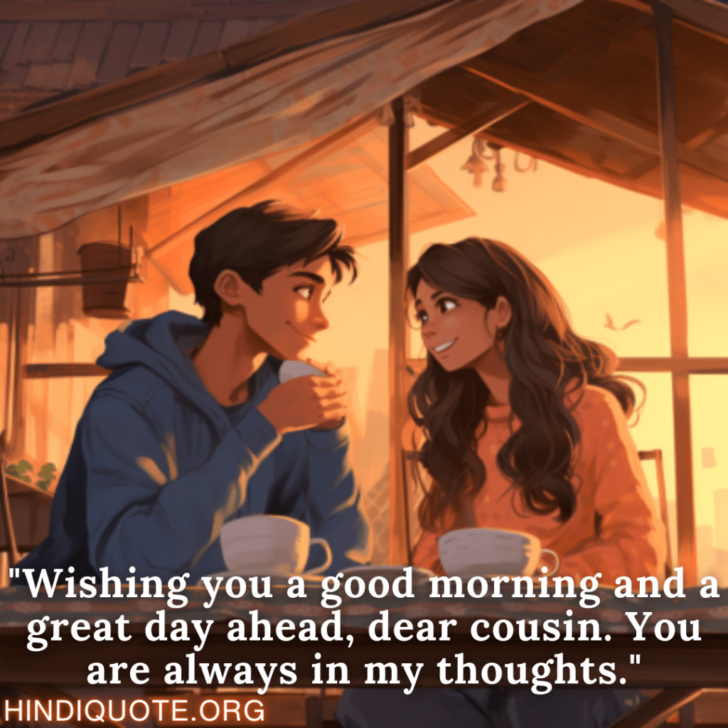 English Good Morning Quotes "Good morning, cousin! Let's make today unforgettable and create memories that will last a lifetime."
