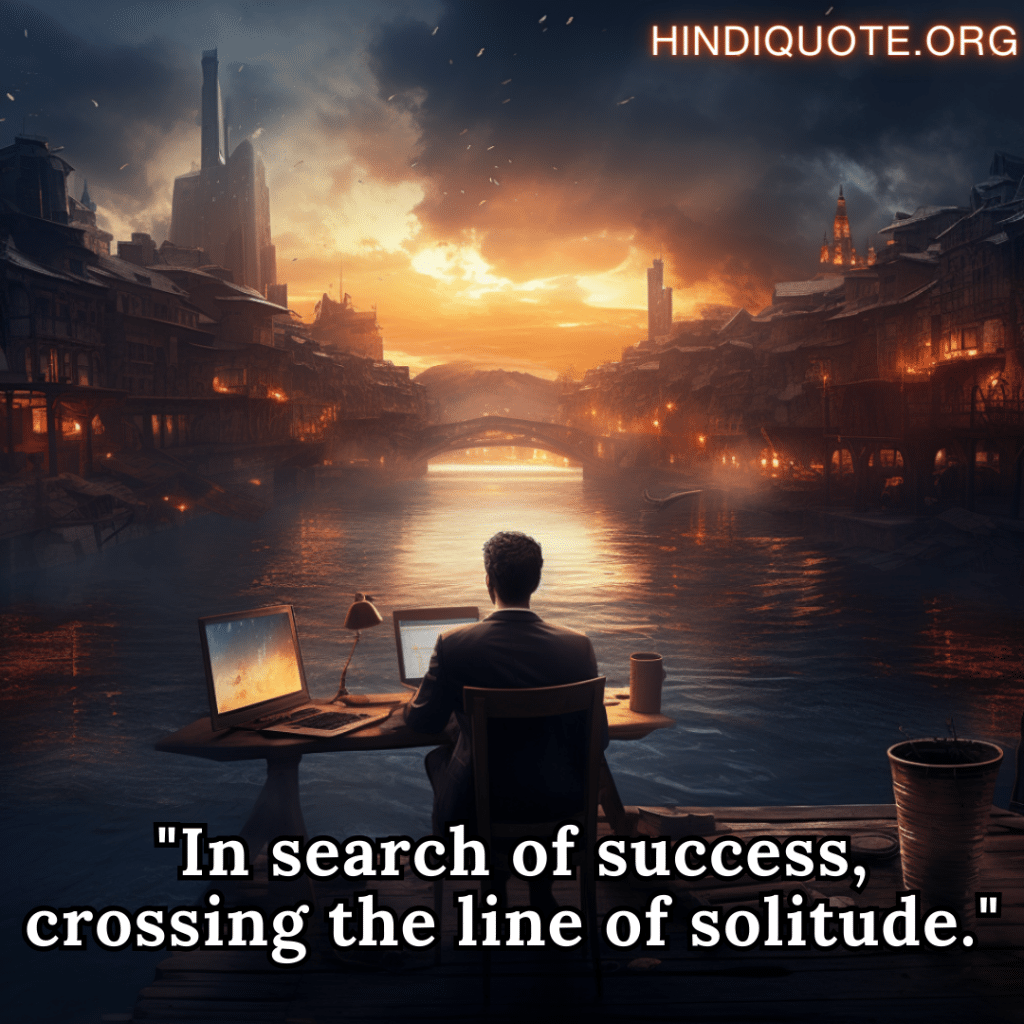 "In search of success, crossing the line of solitude."