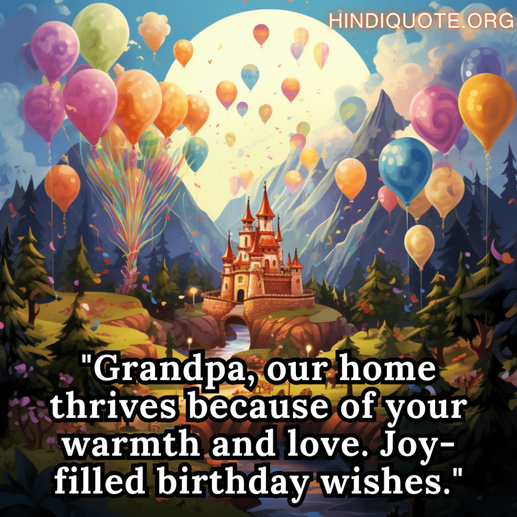 "Grandpa, our home thrives because of your warmth and love. Joy-filled birthday wishes."