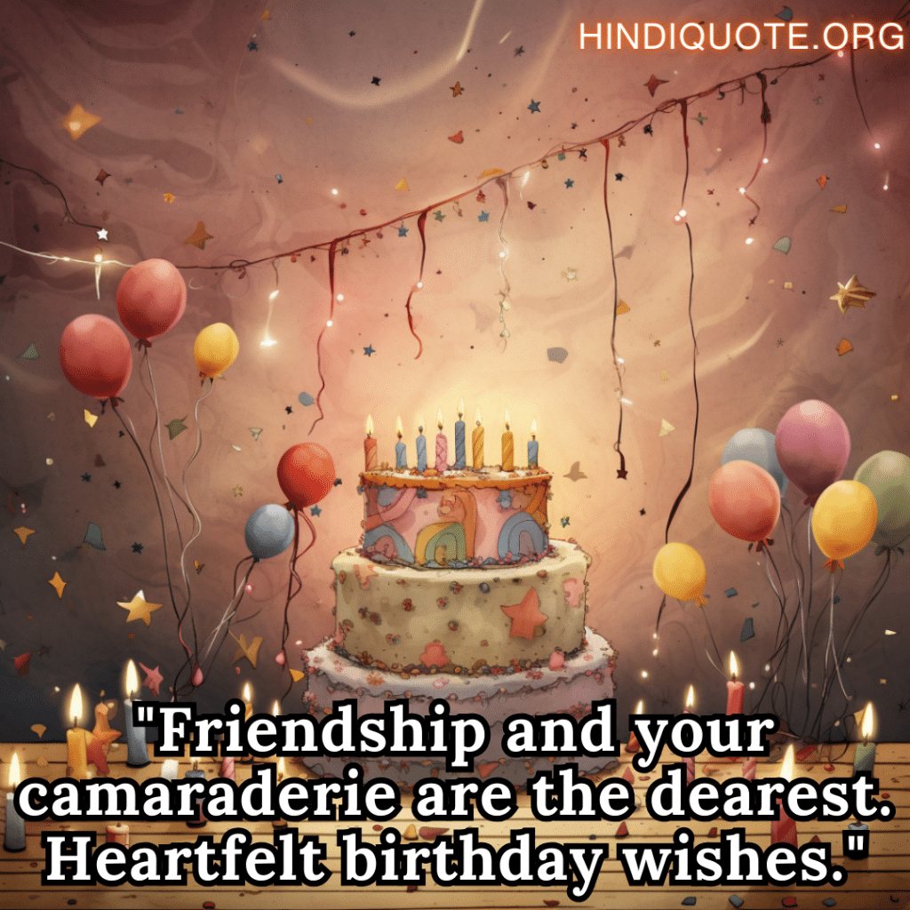"Friendship and your camaraderie are the dearest. Heartfelt birthday wishes."