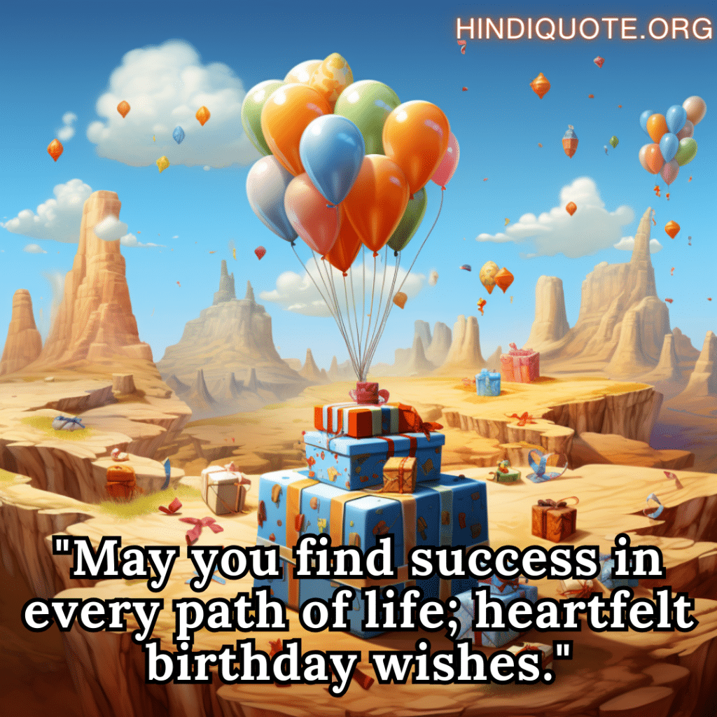 "May you find success in every path of life; heartfelt birthday wishes."