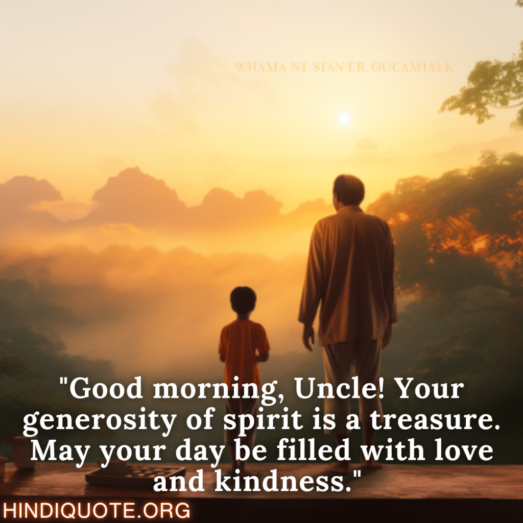 "Good morning, Uncle! Your generosity of spirit is a treasure. May your day be filled with love and kindness." 