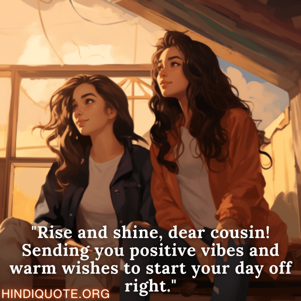 "Rise and shine, dear cousin! Sending you positive vibes and warm wishes to start your day off right."