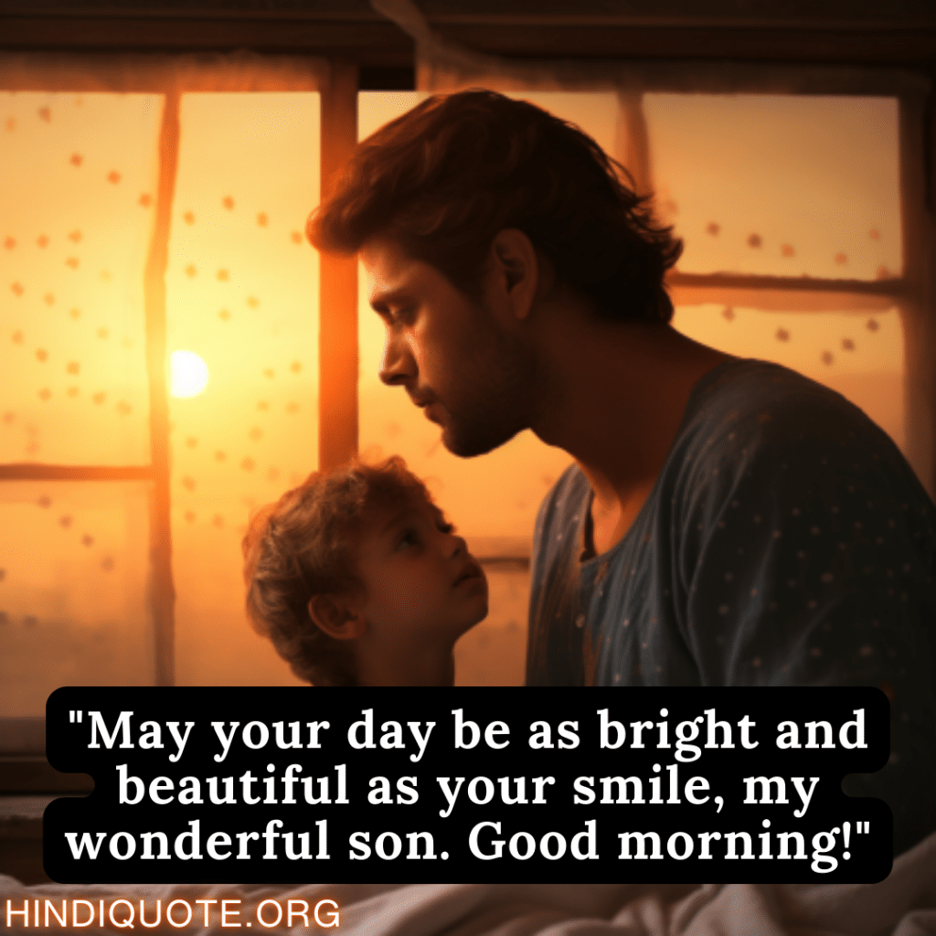 "May your day be as bright and beautiful as your smile, my wonderful son. Good morning!"