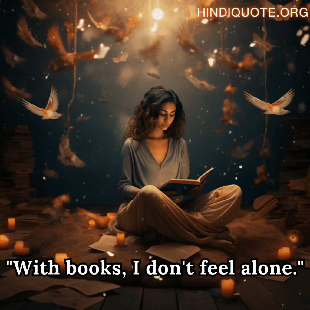 Alone Sad Shayari In English For Introverts "With books, I don't feel alone."