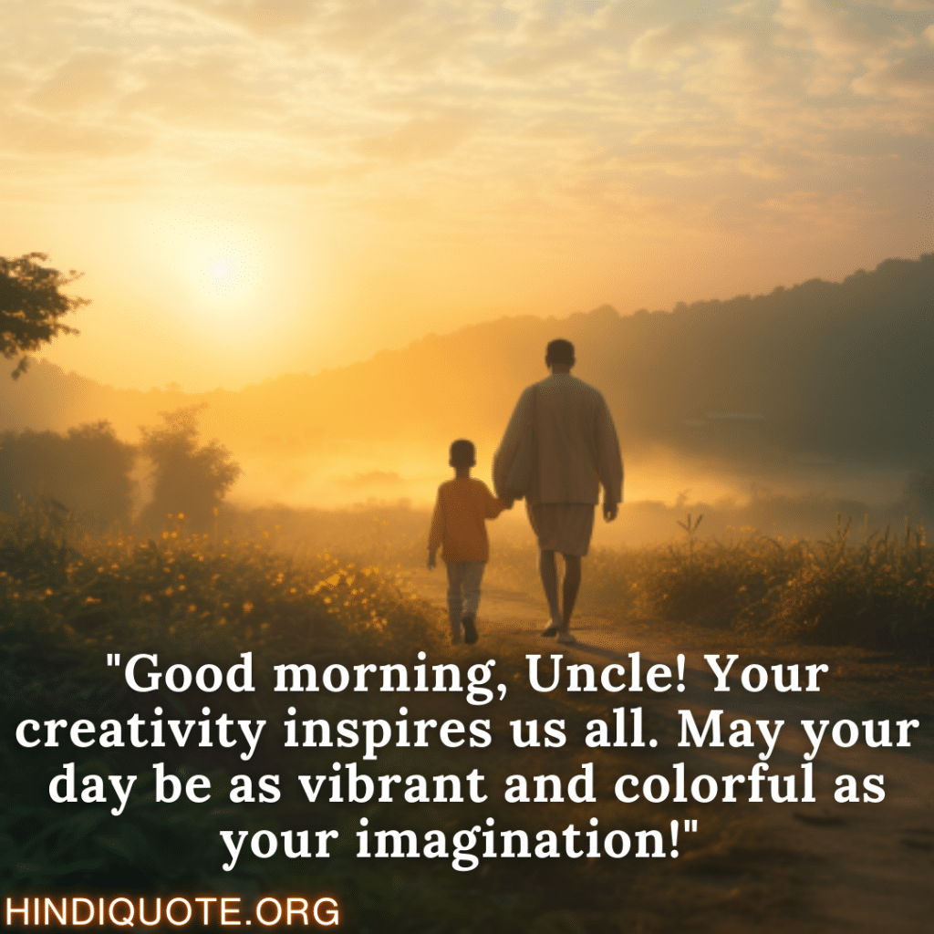 "Good morning, Uncle! Your creativity inspires us all. May your day be as vibrant and colorful as your imagination!" 