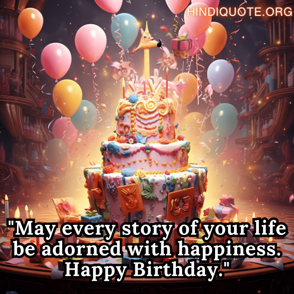 Happy Birthday Wishes In English "May every story of your life be adorned with happiness. Happy Birthday."