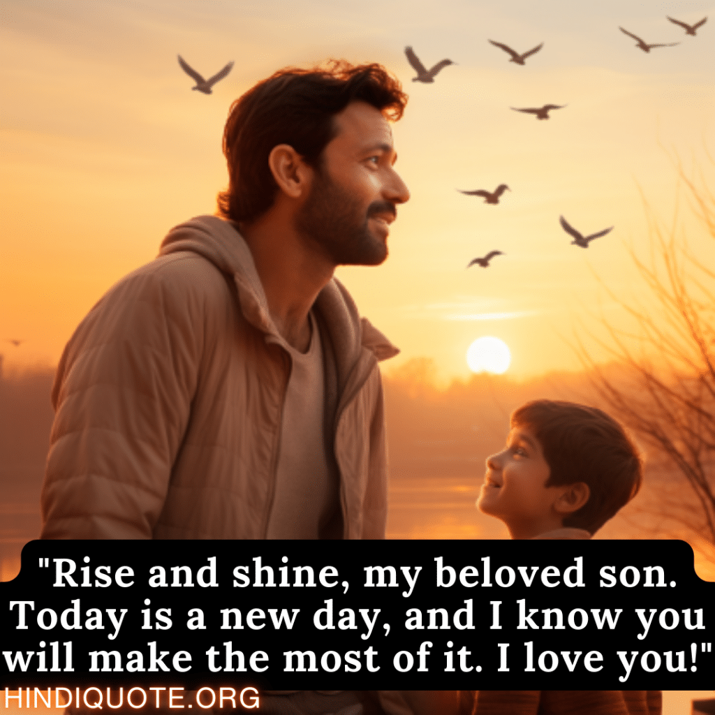 "Rise and shine, my beloved son. Today is a new day, and I know you will make the most of it. I love you!"