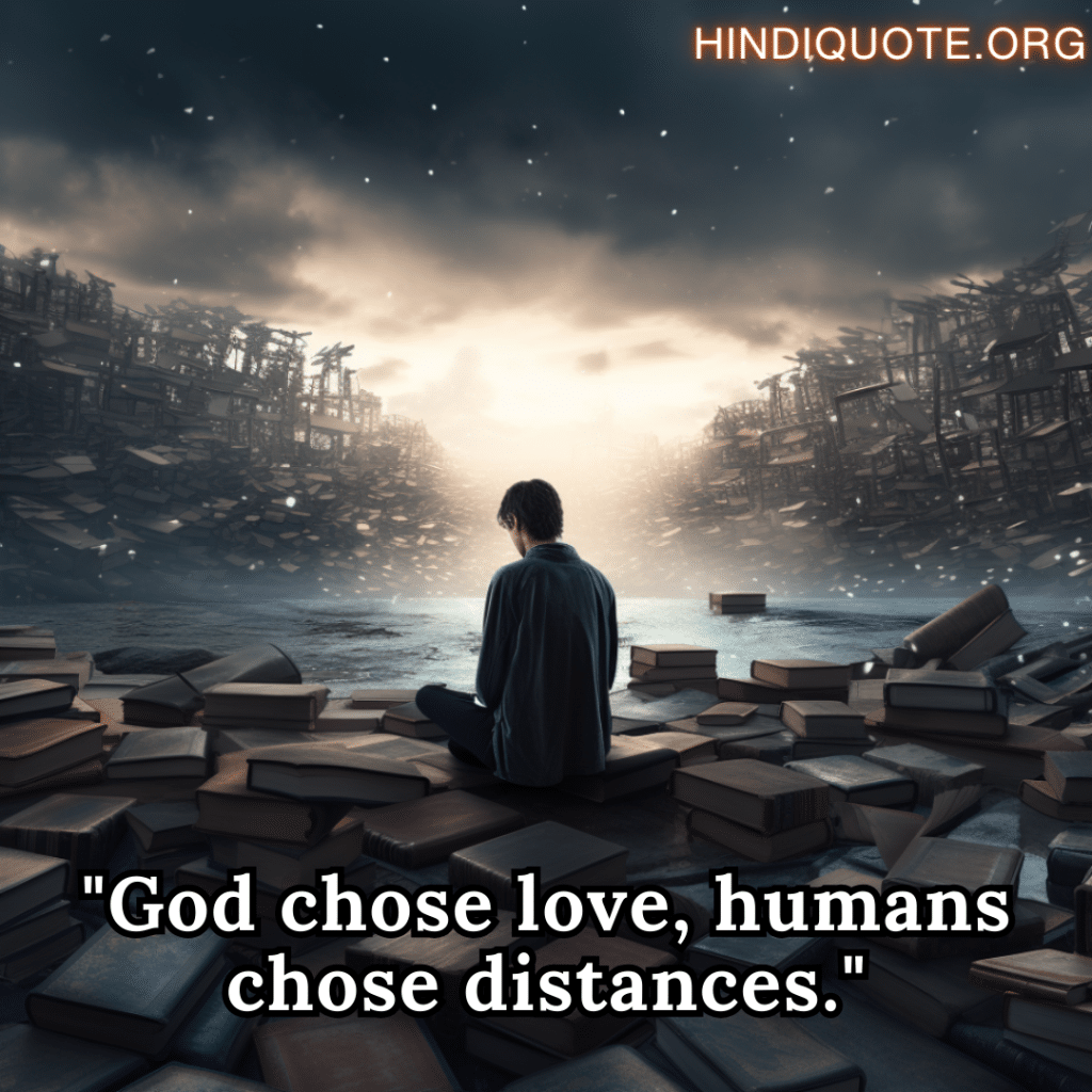 Alone Sad Shayari In English From Literature "God chose love, humans chose distances." - Rahat Indori, Dooruyan Aur Dil