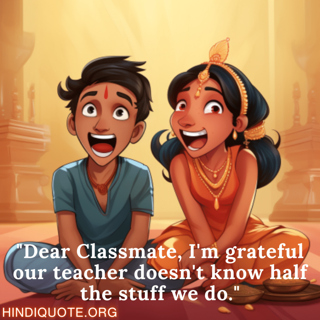 Funny Quotes "Dear Classmate, I'm grateful our teacher doesn't know half the stuff we do."