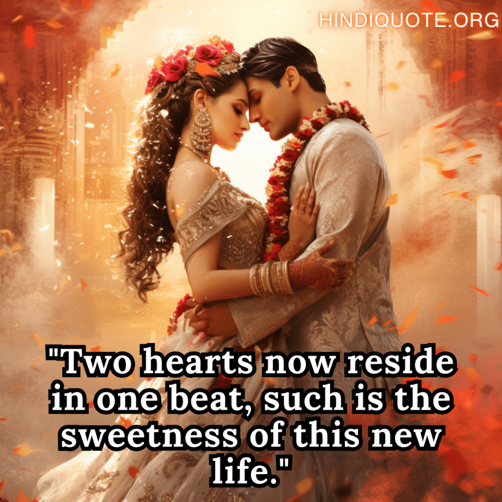 "Two hearts now reside in one beat, such is the sweetness of this new life."