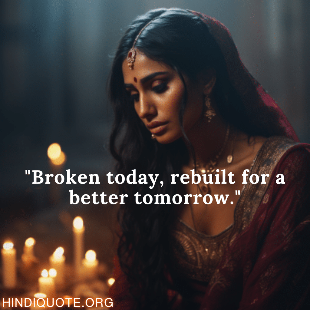 Breakup Quotes In English "Broken today, rebuilt for a better tomorrow."