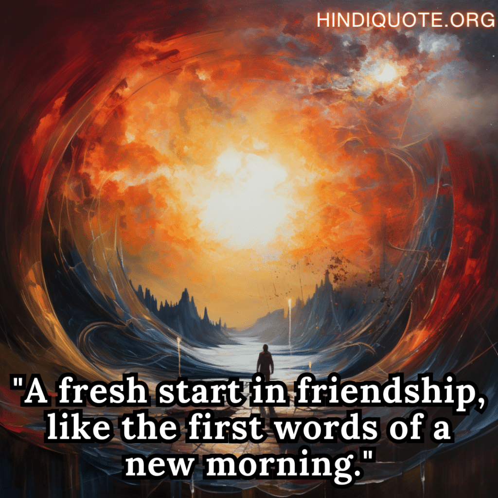 "A fresh start in friendship, like the first words of a new morning."