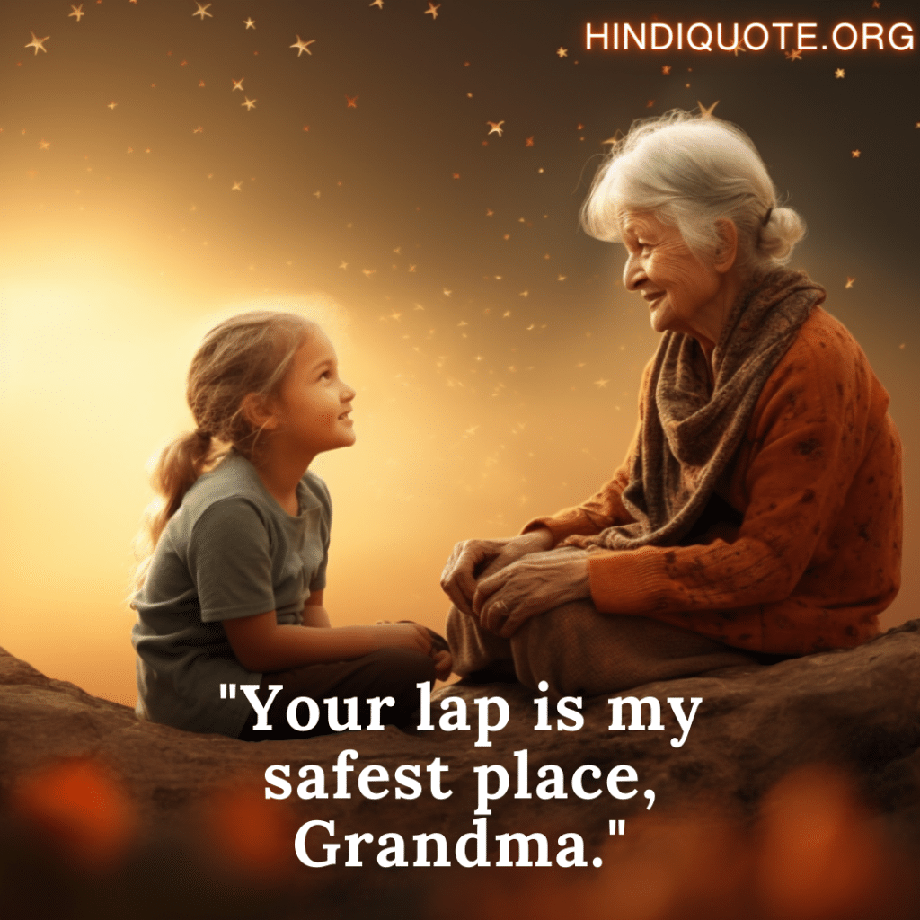 love quotes in hindi for your grandma "Your lap is my safest place, Grandma."