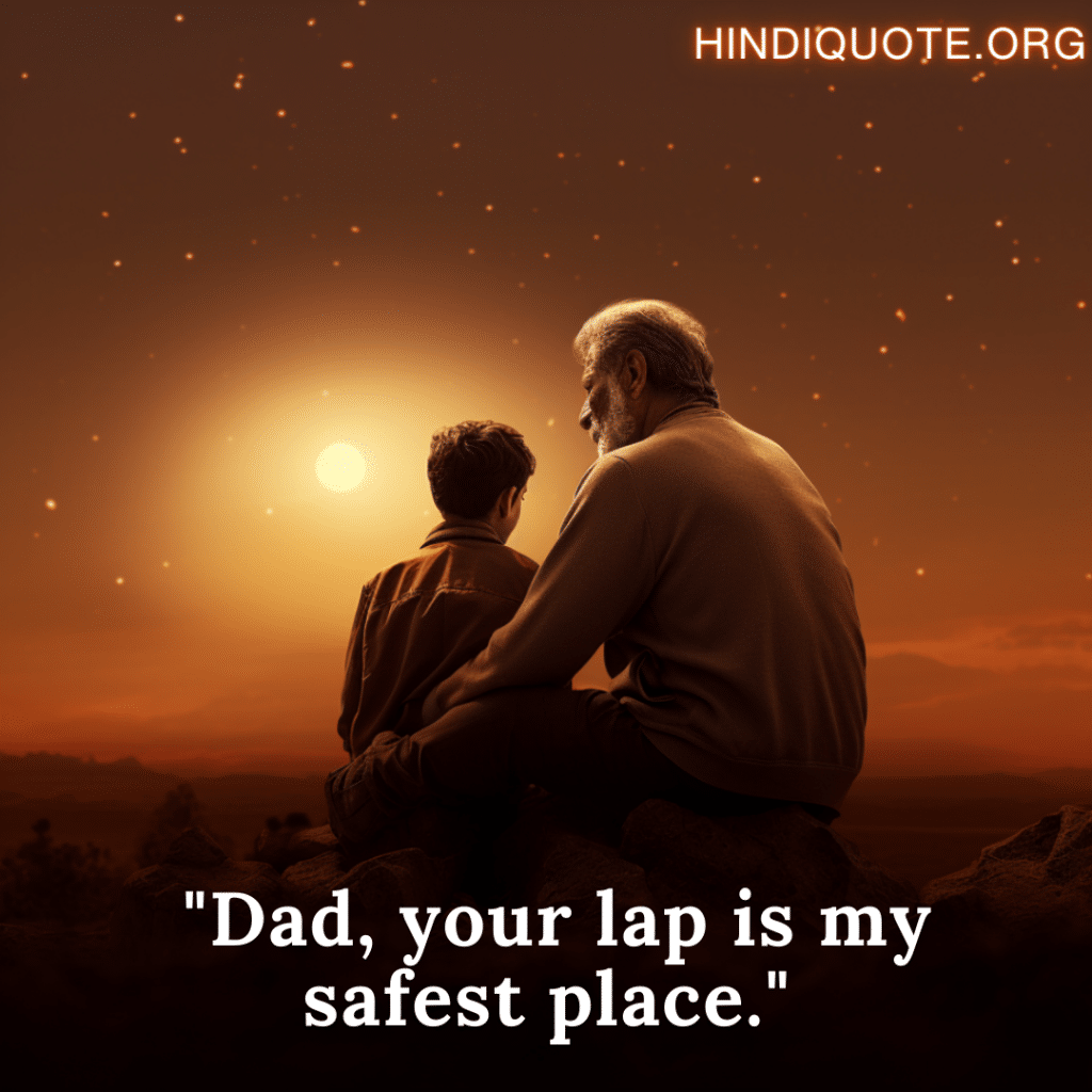 Love Quotes In English for your father "Dad, your lap is my safest place."