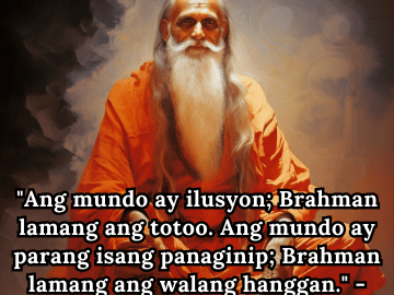 Motivational Quotes In Tagalog By Shankaracharya "Ang mundo ay ilusyon; Brahman lamang ang totoo. Ang mundo ay parang isang panaginip; Brahman lamang ang walang hanggan." - Shankaracharya
