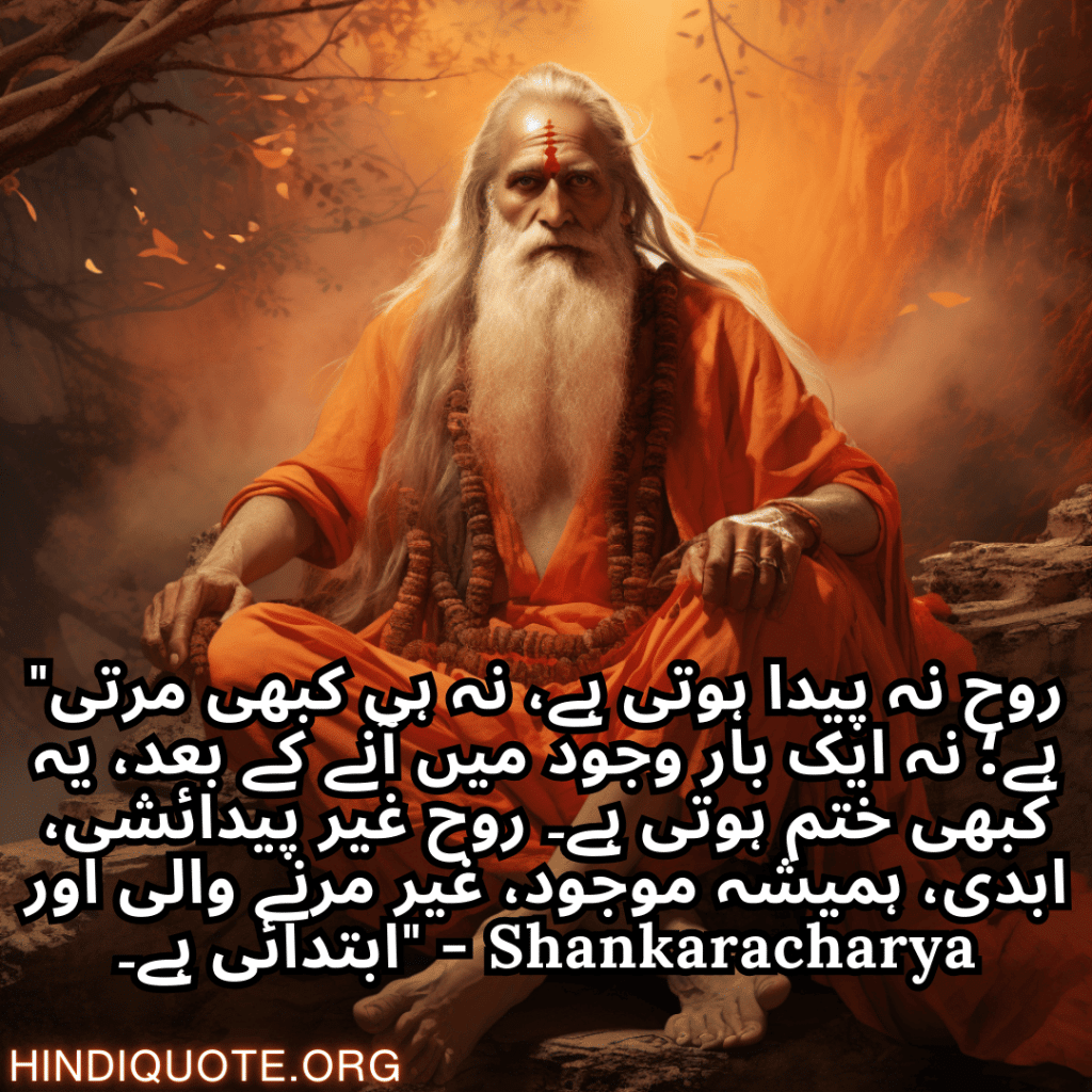 "روح نہ پیدا ہوتی ہے، نہ ہی کبھی مرتی ہے؛ نہ ایک بار وجود میں آنے کے بعد، یہ کبھی ختم ہوتی ہے۔ روح غیر پیدائشی، ابدی، ہمیشہ موجود، غیر مرنے والی اور ابتدائی ہے۔" - Shankaracharya