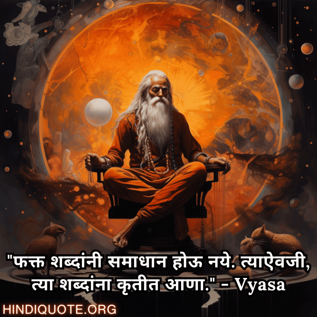 "फक्त शब्दांनी समाधान होऊ नये. त्याऐवजी, त्या शब्दांना कृतीत आणा." - Vyasa
