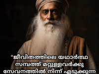 “ജീവിതത്തിലെ യഥാർത്ഥ സമ്പത്ത് മറ്റുള്ളവർക്കു സേവനത്തിൽ നിന്ന് എടുക്കുന്ന സന്തോഷമാണ്.” – Sadhguru