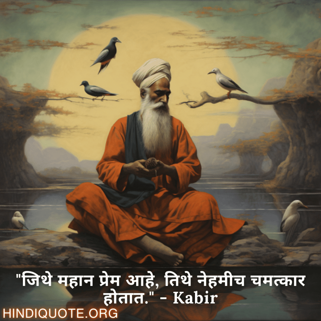 "जिथे महान प्रेम आहे, तिथे नेहमीच चमत्कार होतात." - Kabir