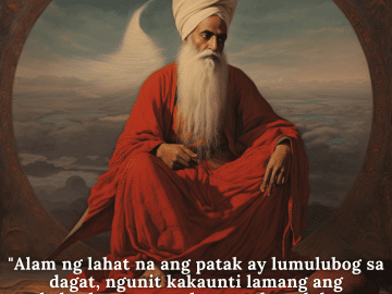 "Alam ng lahat na ang patak ay lumulubog sa dagat, ngunit kakaunti lamang ang nakakaalam na ang dagat ay lumulubog sa patak." - Kabir