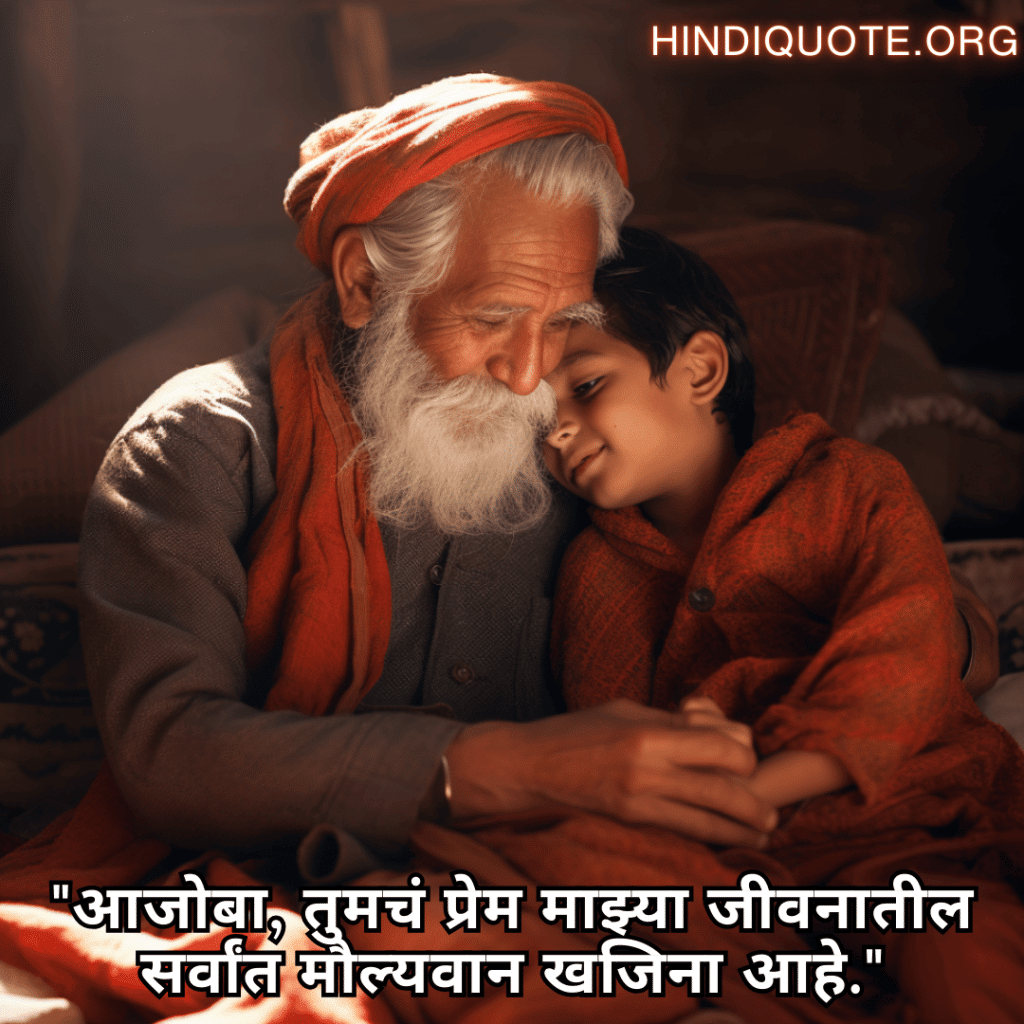 Love Quotes In Marathi For Your Grandpa "आजोबा, तुमचं प्रेम माझ्या जीवनातील सर्वांत मौल्यवान खजिना आहे."