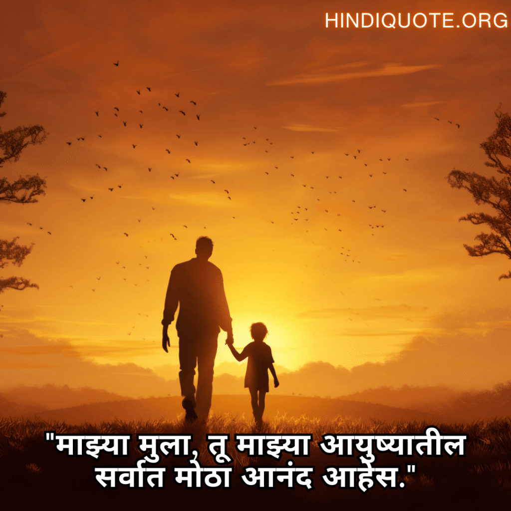 Love Quotes In Marathi For Your Son "माझ्या मुला, तू माझ्या आयुष्यातील सर्वात मोठा आनंद आहेस."