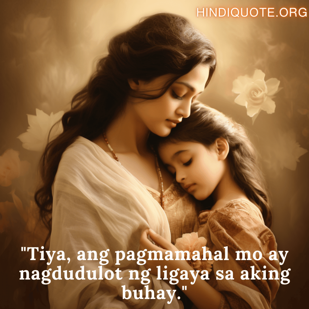 Love Quotes In Tagalog For Your Aunt "Tiya, ang pagmamahal mo ay nagdudulot ng ligaya sa aking buhay."