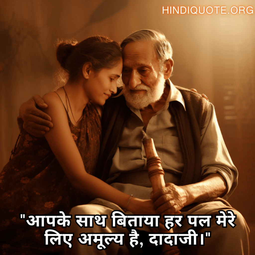 Love Quotes In Hindi For Your Grandpa "आपके साथ बिताया हर पल मेरे लिए अमूल्य है, दादाजी।"