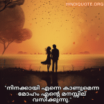 Love Quotes in Malayalam "നിനക്കായി എന്നെ കാണുമെന്ന മോഹം എന്റെ മനസ്സില്‍ വസിക്കുന്നു."