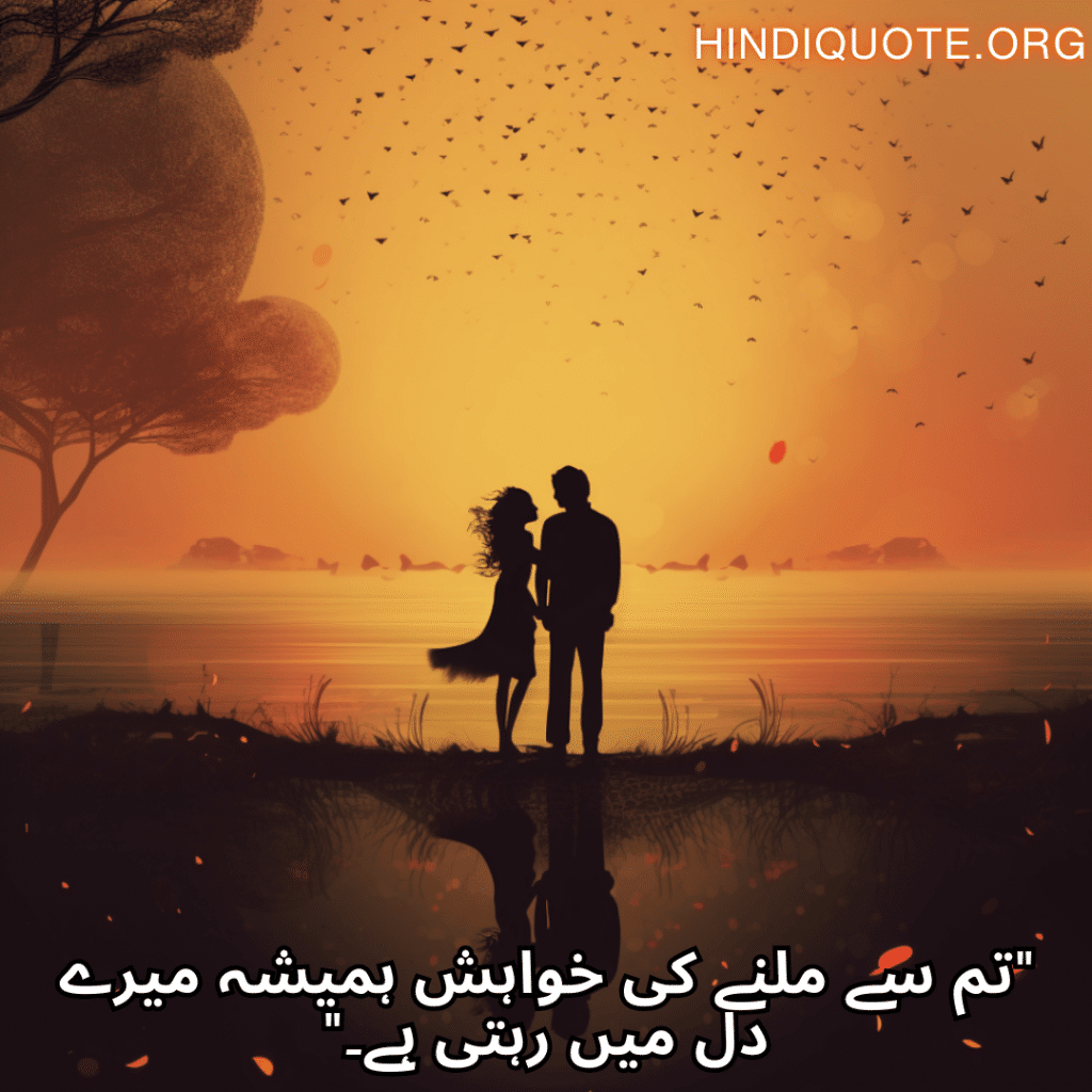 Love Quotes in Urdu "تم سے ملنے کی خواہش ہمیشہ میرے دل میں رہتی ہے۔"