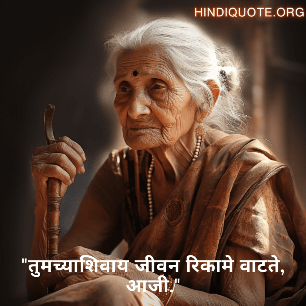 Love Quotes in Marathi for your Grandma "तुमच्याशिवाय जीवन रिकामे वाटते, आजी."