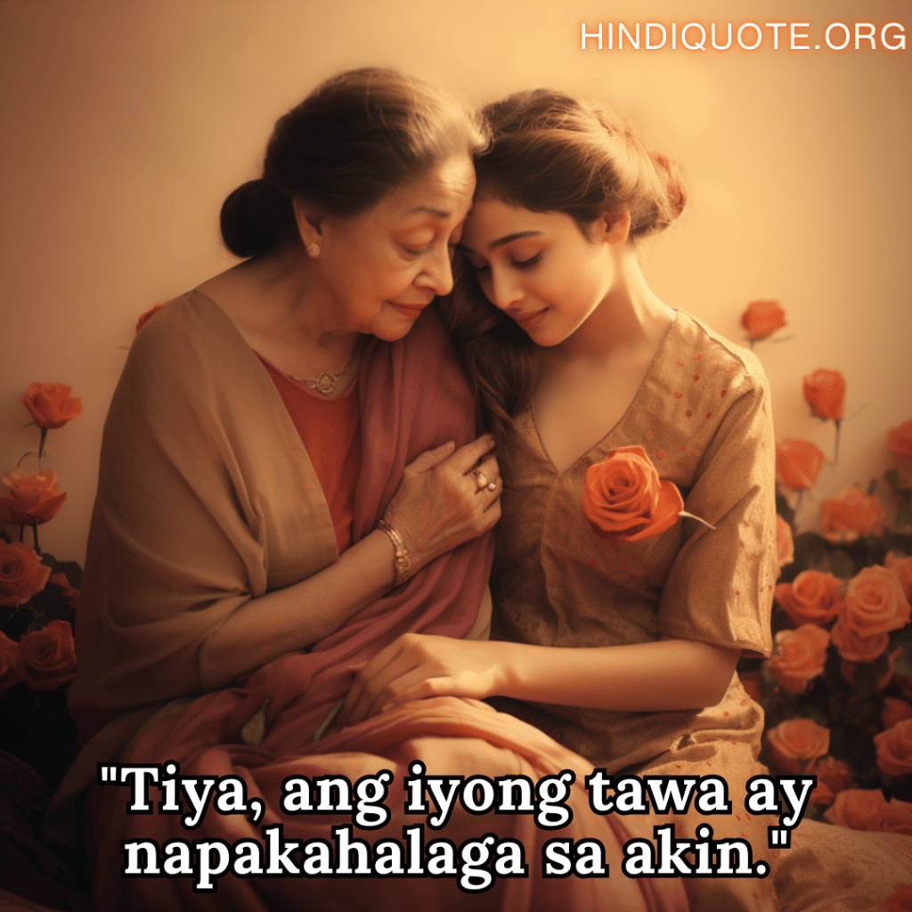 Love Quotes In Tagalog For Your Aunt "Tiya, ang iyong tawa ay napakahalaga sa akin."