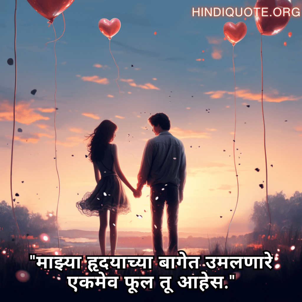 Love Quotes in Marathi for your American Crush "माझ्या हृदयाच्या बागेत उमलणारे एकमेव फूल तू आहेस."