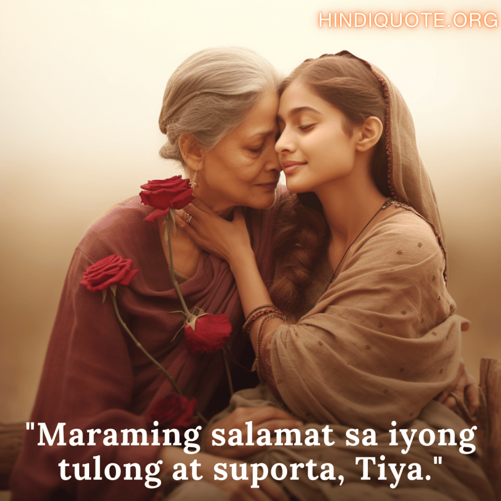 Love Quotes In Tagalog For Your Aunt "Maraming salamat sa iyong tulong at suporta, Tiya."