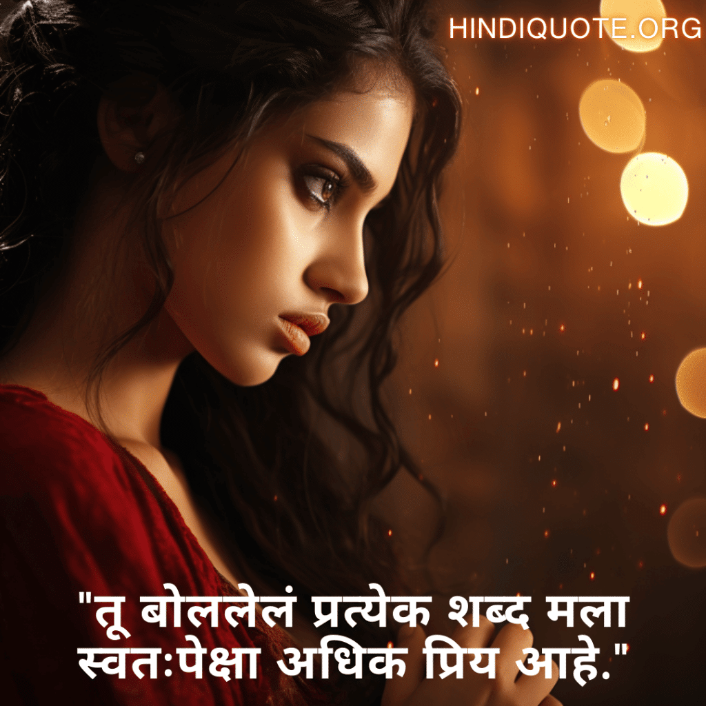 Short Love Quotes In Marathi For Your Crush "तू बोललेलं प्रत्येक शब्द मला स्वतःपेक्षा अधिक प्रिय आहे."