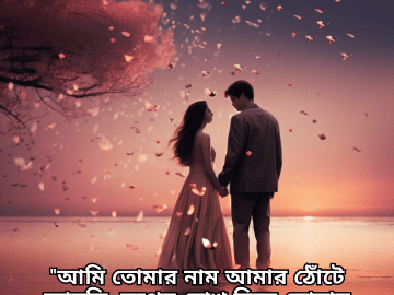 Love Quotes in Bengali "আমি তোমার নাম আমার ঠোঁটে আনছি, স্বপ্নের চোখ দিয়ে তোমায় দেখছি।"