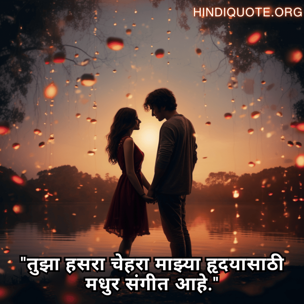 Love Quotes in Marathi for your American Crush "तुझा हसरा चेहरा माझ्या हृदयासाठी मधुर संगीत आहे."