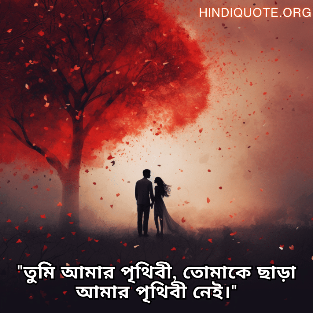 "তুমি আমার পৃথিবী, তোমাকে ছাড়া আমার পৃথিবী নেই।"