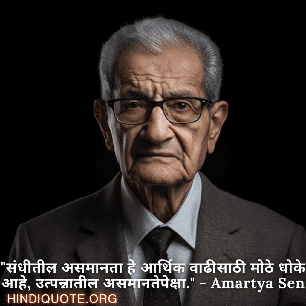 "संधीतील असमानता हे आर्थिक वाढीसाठी मोठे धोके आहे, उत्पन्नातील असमानतेपेक्षा." - Amartya Sen
