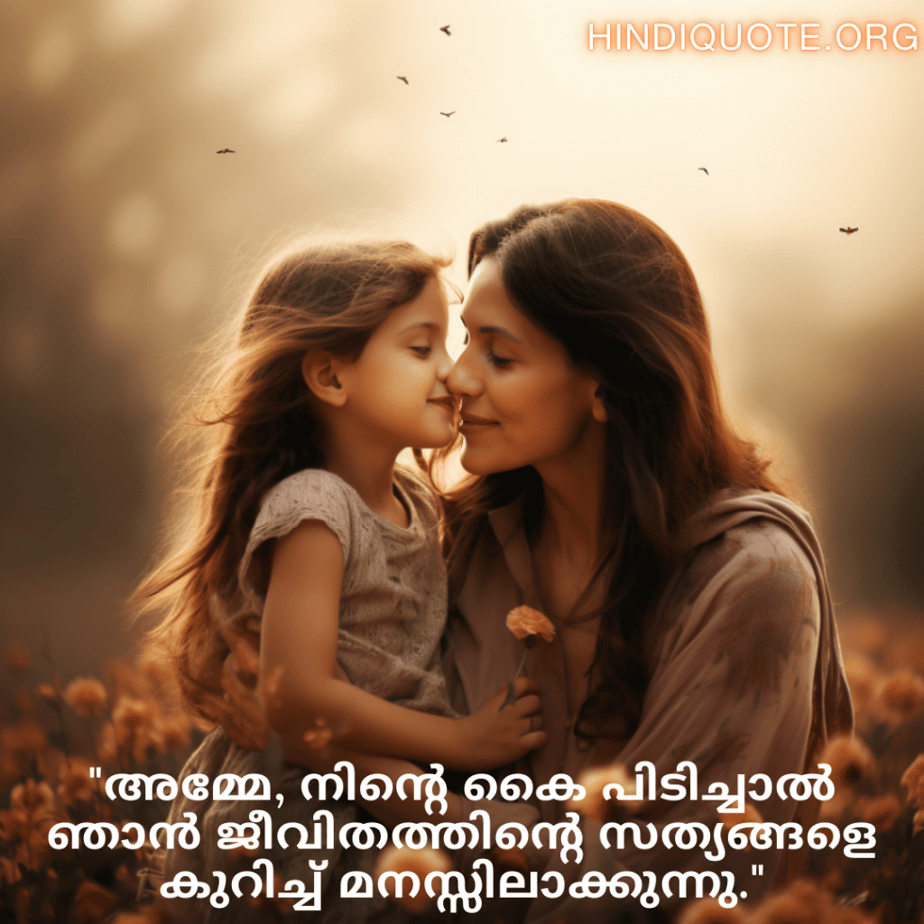 "അമ്മേ, നിന്റെ കൈ പിടിച്ചാൽ ഞാൻ ജീവിതത്തിന്റെ സത്യങ്ങളെ കുറിച്ച് മനസ്സിലാക്കുന്നു."