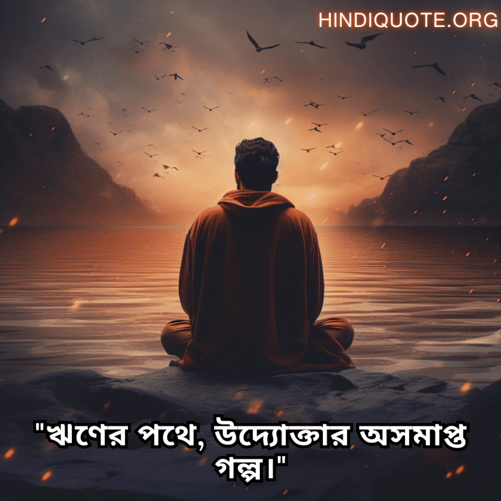 Lonely Quotes In Bengali For The Entrepreneur "ঋণের পথে, উদ্যোক্তার অসমাপ্ত গল্প।"