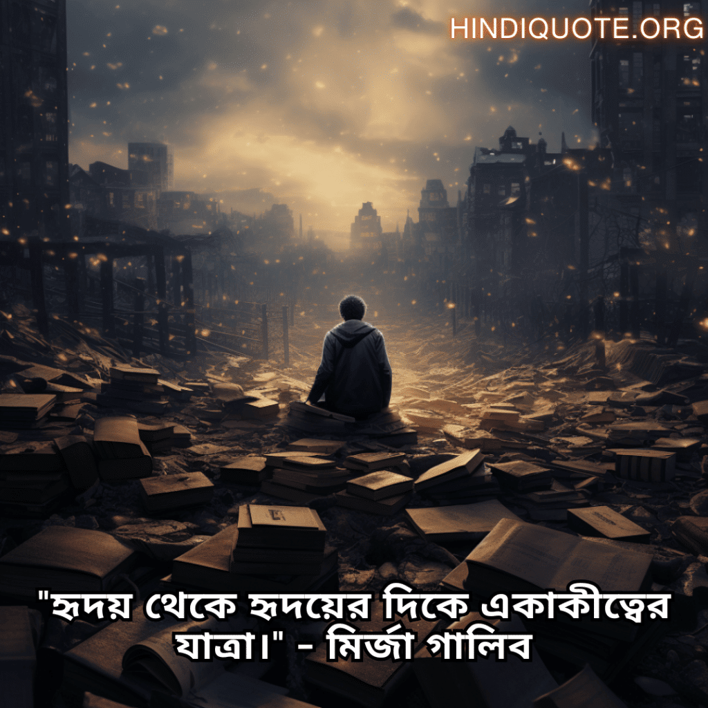 Lonely Quotes In Bengali From Literature "হৃদয় থেকে হৃদয়ের দিকে একাকীত্বের যাত্রা।" - মির্জা গালিব