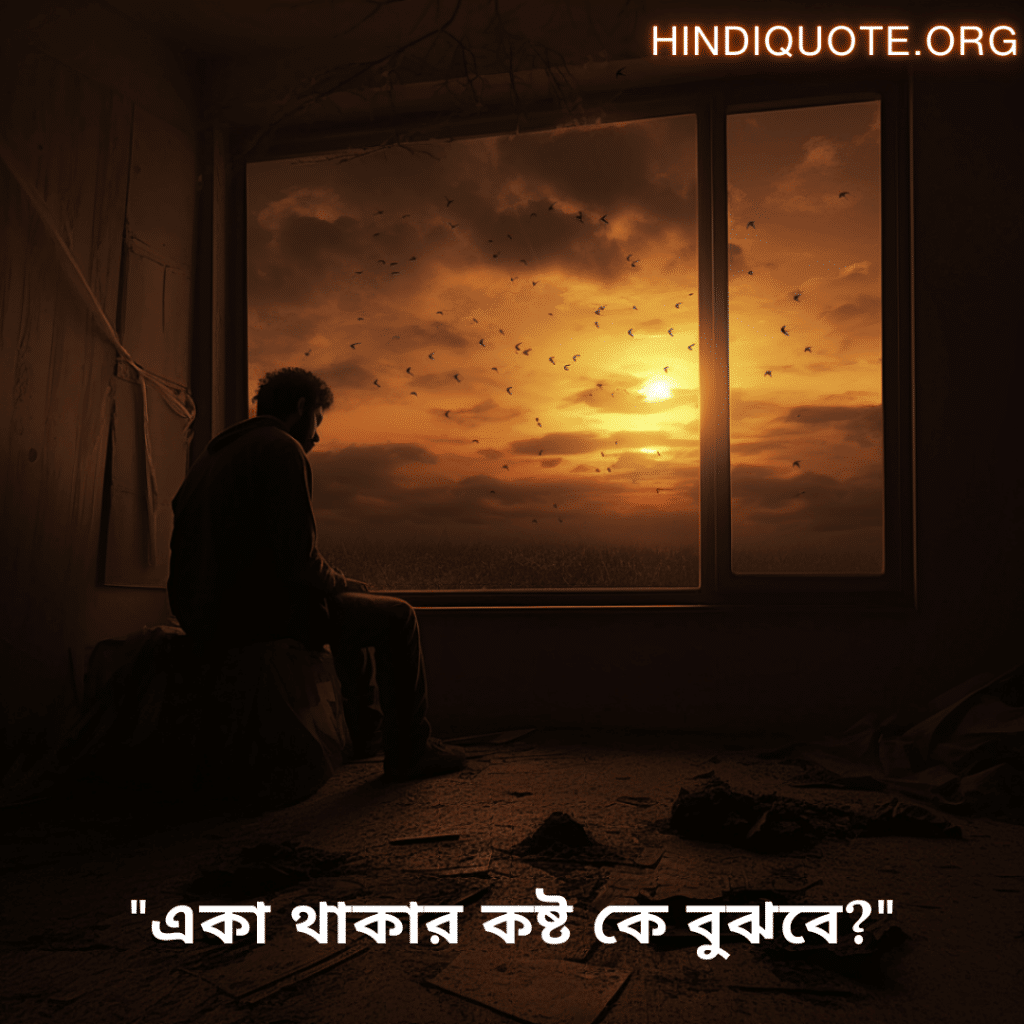 Sad Alone Quotes in Bengali For Living Alone "একা থাকার কষ্ট কে বুঝবে?"