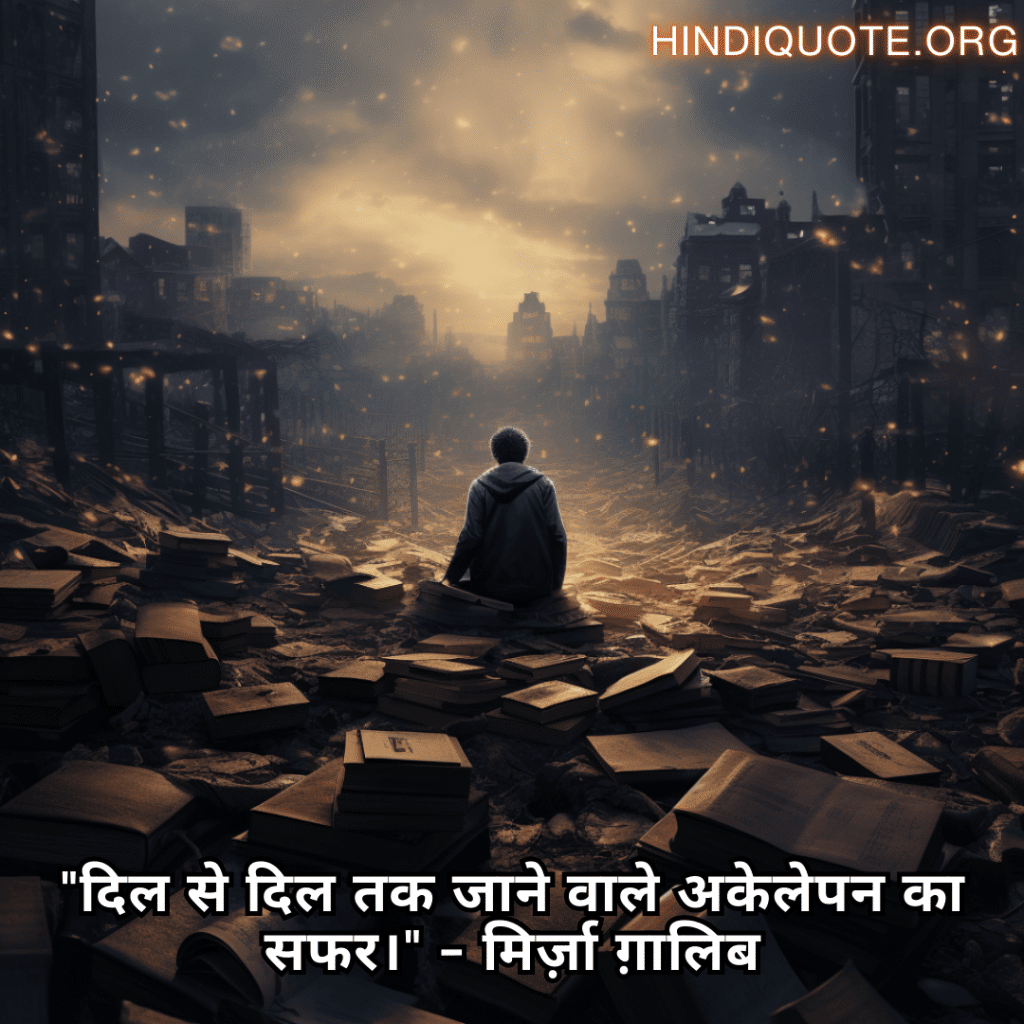 Alone Quotes In Hindi From Literature "दिल से दिल तक जाने वाले अकेलेपन का सफर।" - मिर्ज़ा ग़ालिब