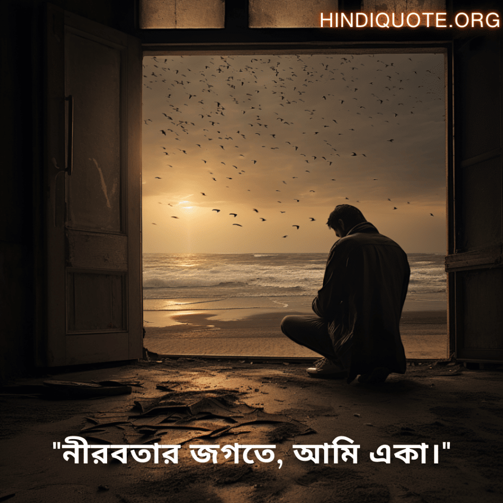 Sad Alone Quotes in Bengali For Living Alone "নীরবতার জগতে, আমি একা।"