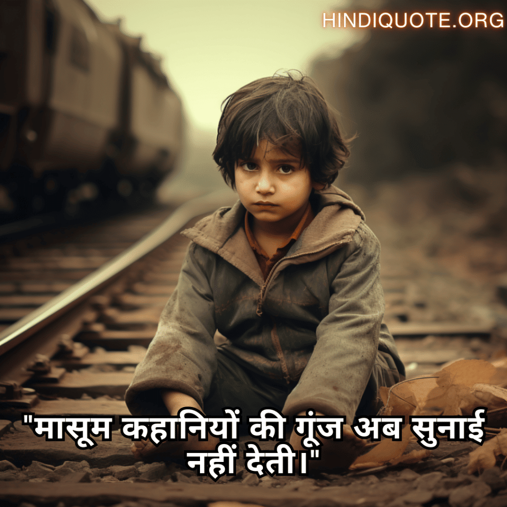 Sad Quotes In Hindi For The Lost Childhood Memories "मासूम कहानियों की गूंज अब सुनाई नहीं देती।"
