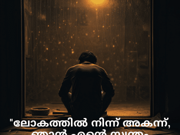 Alone Quotes In Malayalam For Introverts "ലോകത്തിൽ നിന്ന് അകന്ന്, ഞാൻ എന്റെ സ്വന്തം ലോകത്തിൽ ജീവിക്കുന്നു."
